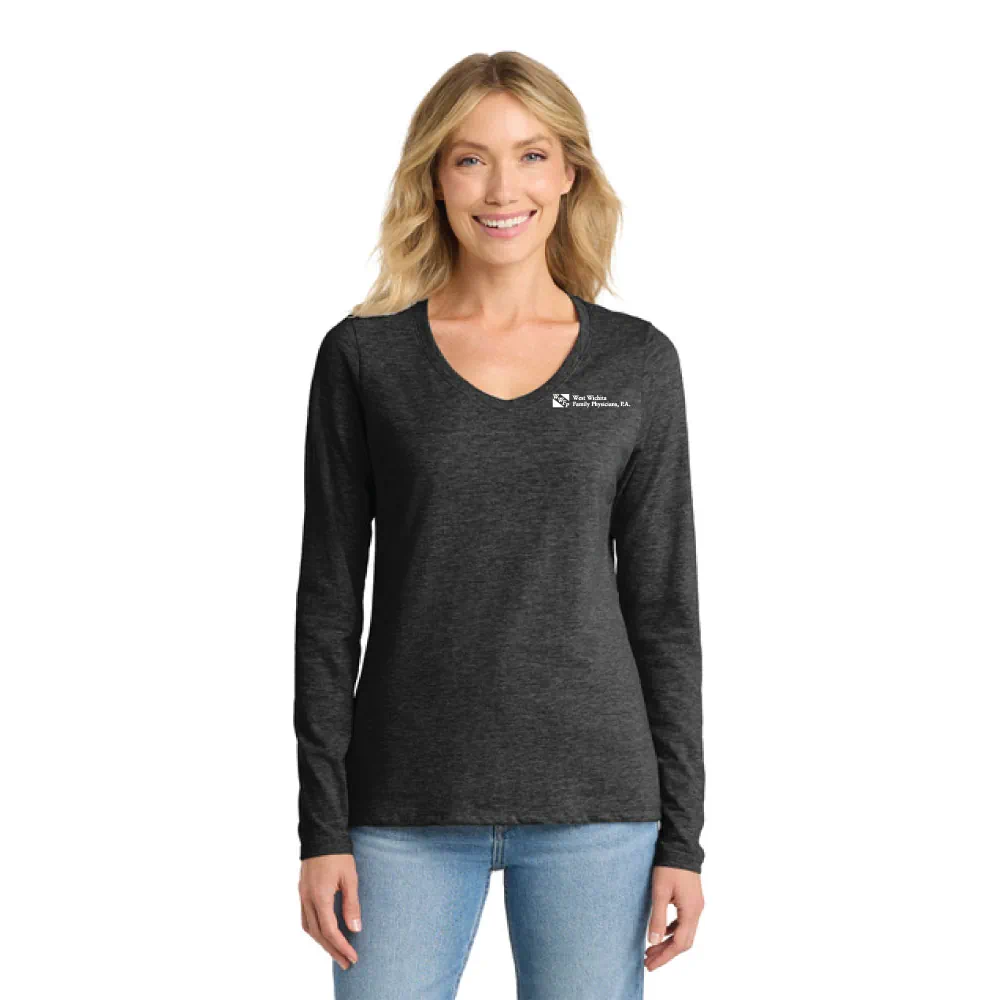 Port & Co™ Women's Long Sleeve Fan Favorite™ V-Neck Tee - Image 2